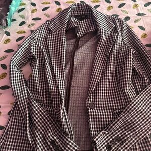gingham print blazer